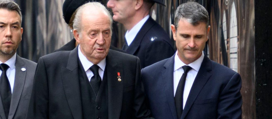 Former Spanish King Juan Carlos during State Funeral of Queen Elizabeth II at WestminsterAbbey in London on September 19, 2022