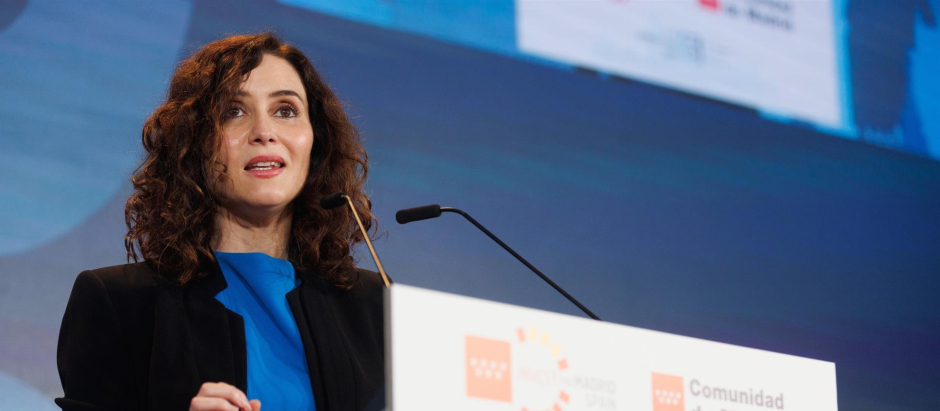 La presidenta de la Comunidad de Madrid, Isabel Díaz Ayuso, interviene en el foro Spain Investors Day