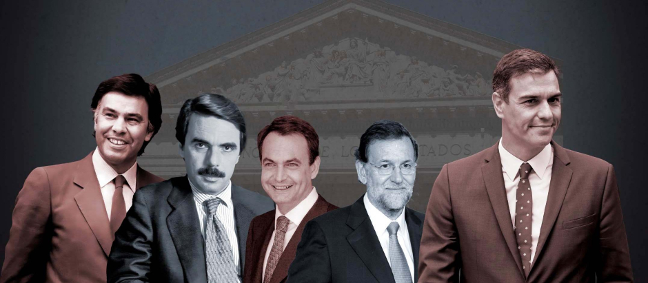 Montaje: Felipe González, Aznar, Rajoy, Zapatero, Sánchez