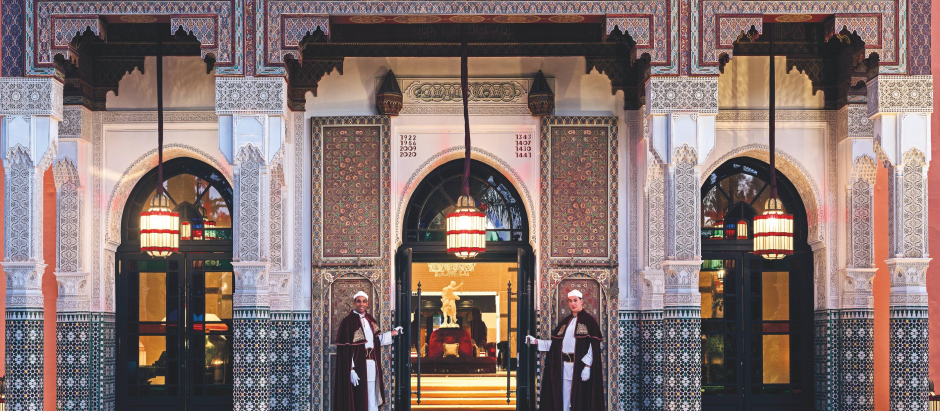 Entrance to the Hotel, La Mamounia Hotel, Marrakech, Morocco. Photo by Alan Keohane www.still-images.net for La Mamounia