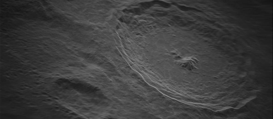 La imagen muestra un área de 200 por 175 kilómetros en el cráter Tycho.