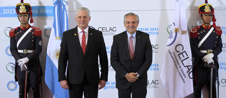 El presidente de Argentina, Alberto Fernández, y el presidente de Cuba, Miguel Diaz Canel