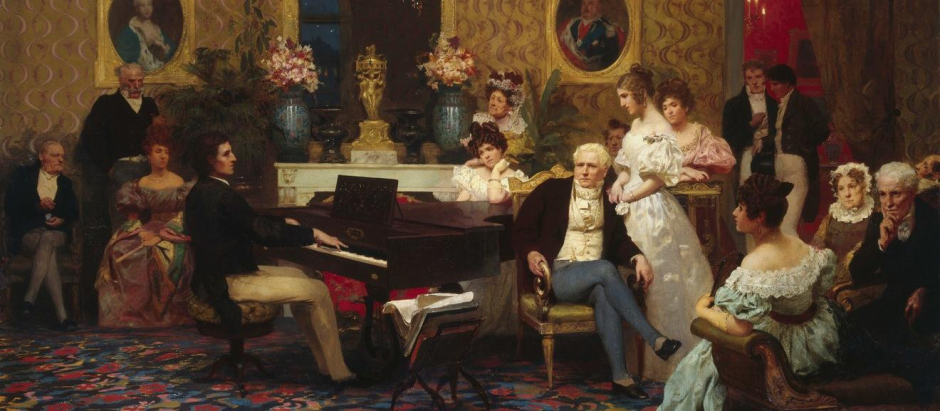 Chopin tocando frente a la familia aristocrática de los Radziwiłł