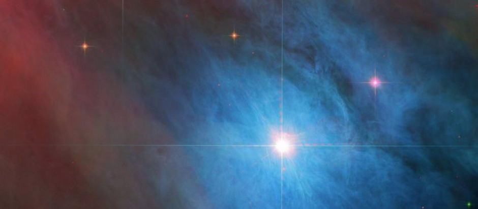 Imagen tomada por Hubble de la estrella variable V 372 Orionis en Orión