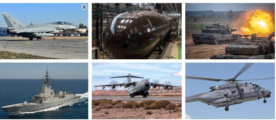 Algunos de los programas de armamento de defensa: Eurofighter, S-80, Leopard, fragatas F-100, A-400M y helicóptero NH-90