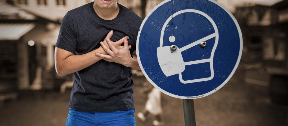 Una señal indica la obligatoriedad de portar la mascarilla en Alemania