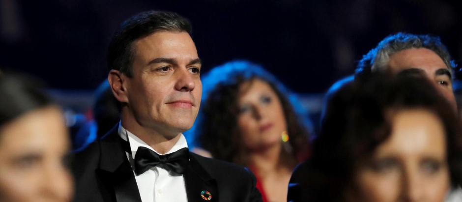 El presidente del Gobierno, Pedro Sánchez, durante la gala de entrega de los Premios Goya 2020