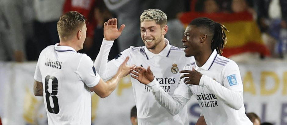 La celebración de Fede Valverde en el cuarto gol del Real Madrid