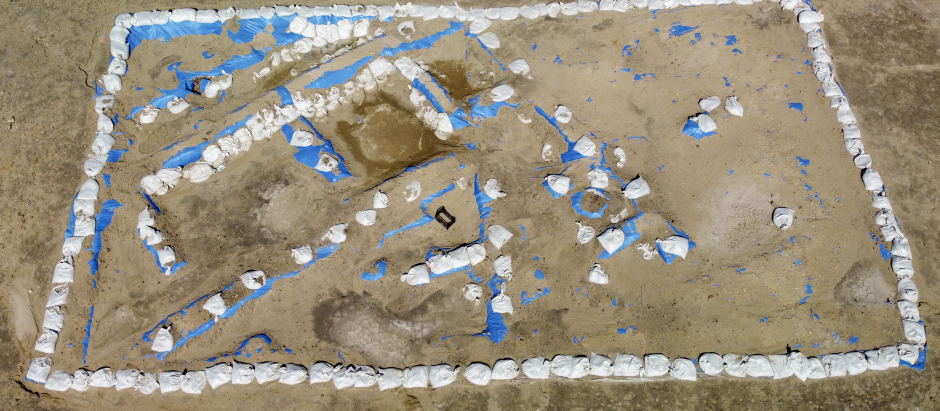 Vista aérea de la excavación donde se han encontrado los restos de la taberna