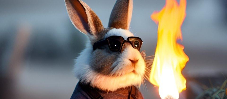 El conejo con la antorcha de fuego