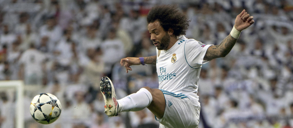 Marcelo en un partido con el Real Madrid