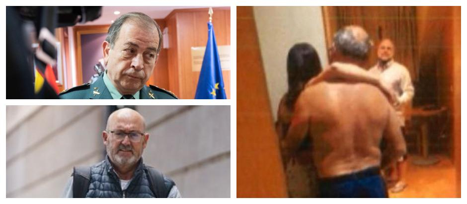 El general el general Francisco Espinosa Navas, en prisión; el exdiputado del PSOE, Juan Bernardo Fuentes. Y una imagen de una de las fiestas de la trama