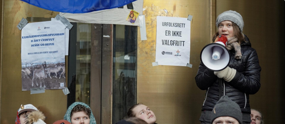 Greta Thunberg, durante las protestas