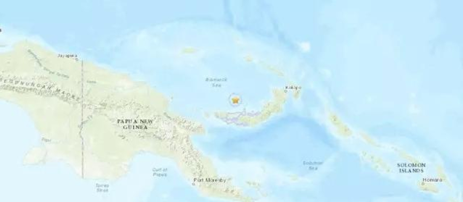 El terremoto se originó al este de Papúa Nueva Guinea