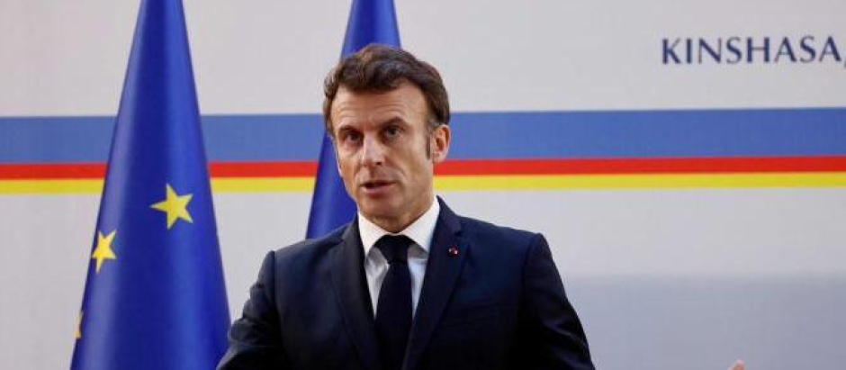 Emmanuel Macron durante su visita a la República Democrática del Congo