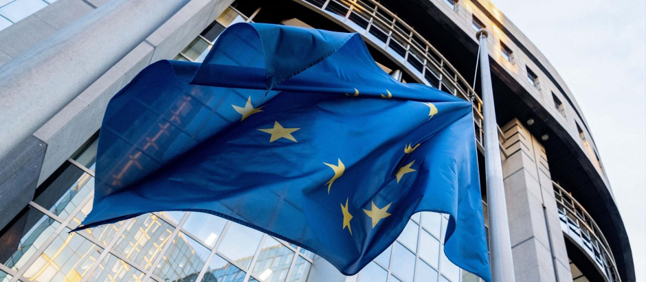 Bandera de la Unión Europea en Bruselas.