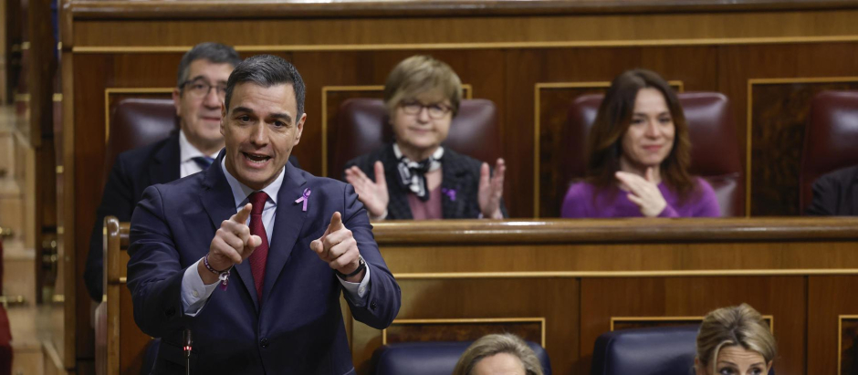 El presidente del Gobierno, Pedro Sánchez, interviene en la sesión de control al Ejecutivo de este miércoles en el Congreso