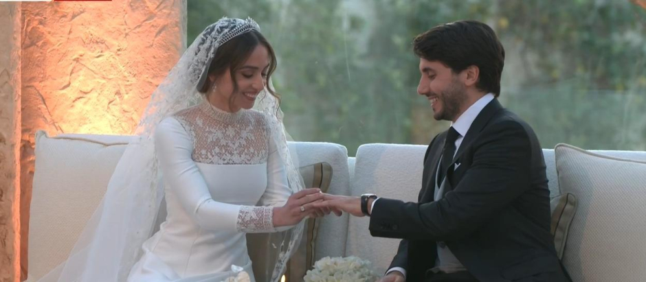 La princesa Imán de Jordania y Jameel Alexander durante su boda