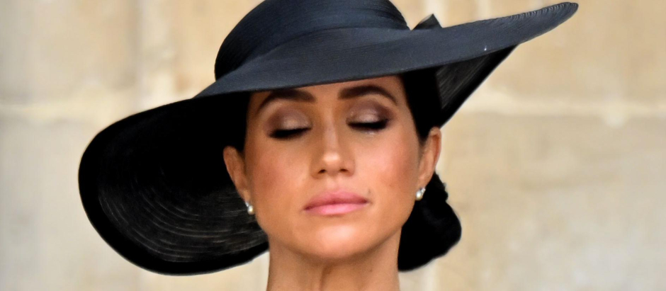 Meghan Markle , Duchess of Sussex during the carriage procession for Queen Elizabeth II's state funeral from London to Windsor on 19 September 2022