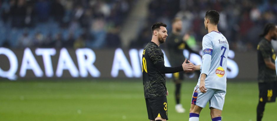 Lionel Messi y Cristiano en el partido de las estrellas en Arabia Saudí