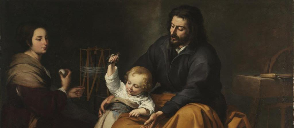 San José juega con el Niño Jesús en la 'Sagrada Familia del pajarito', de Murillo