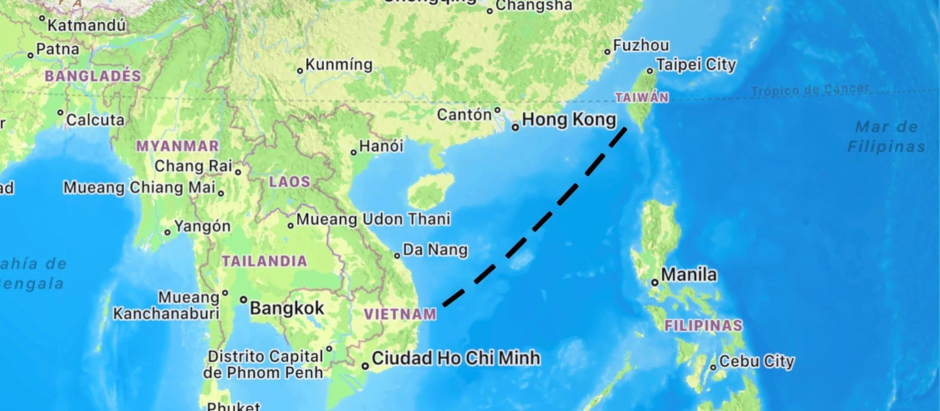 Ruta marítima de Vietnam a Taiwán
