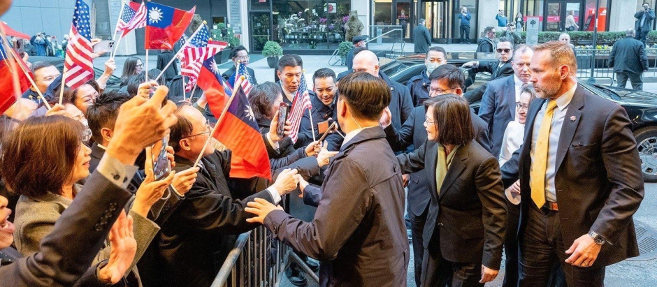 La presidenta de Taiwán Tsai Ing-wen es recibida en Nueva York