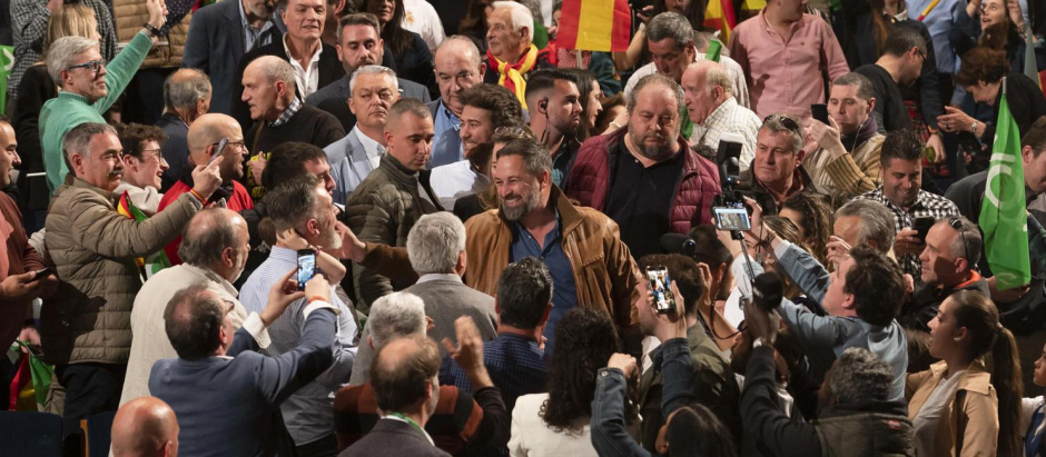 Santiago Abascal, a su llegada al acto en Santander