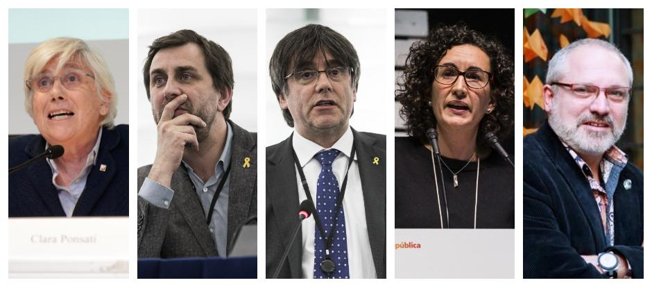 Clara Ponsatí, Toní Comín, Carles Puigdemont, Marta Rovira y Lluis Puig