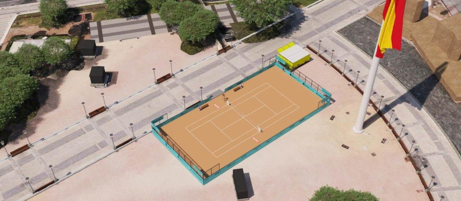 Pista de tenis que se colocará en la plaza de Colón