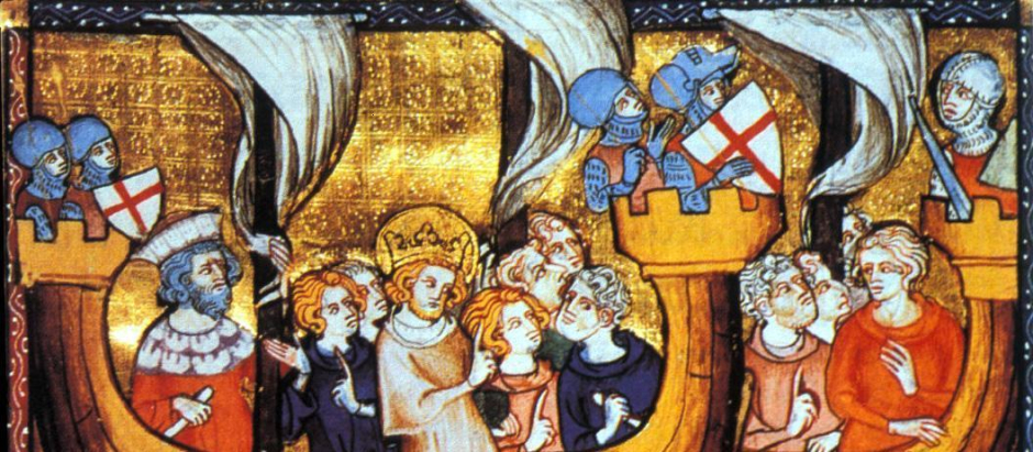 Partida hacia la Séptima cruzada de Luis IX, en la que le acompañó su esposa Margarita de Provenza