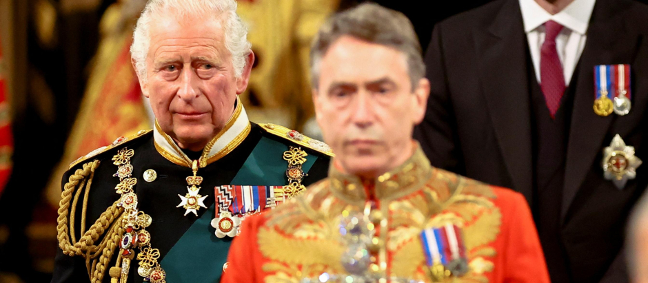 Carlos de Inglaterra, durante la apertura del Parlamento británico en 2022