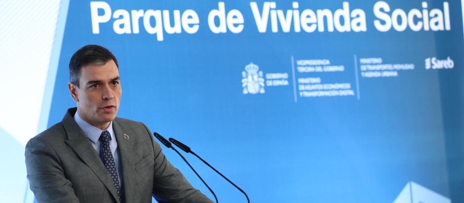 Pedro Sánchez, durante el acto de firma del Protocolo sobre Alquiler Social de Viviendas