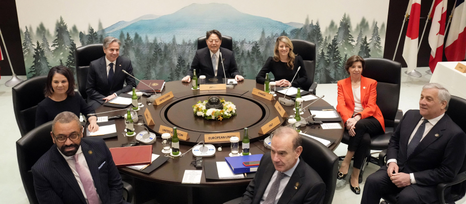 Los ministros de Exteriores del G7 durante una de las reuniones en Japón