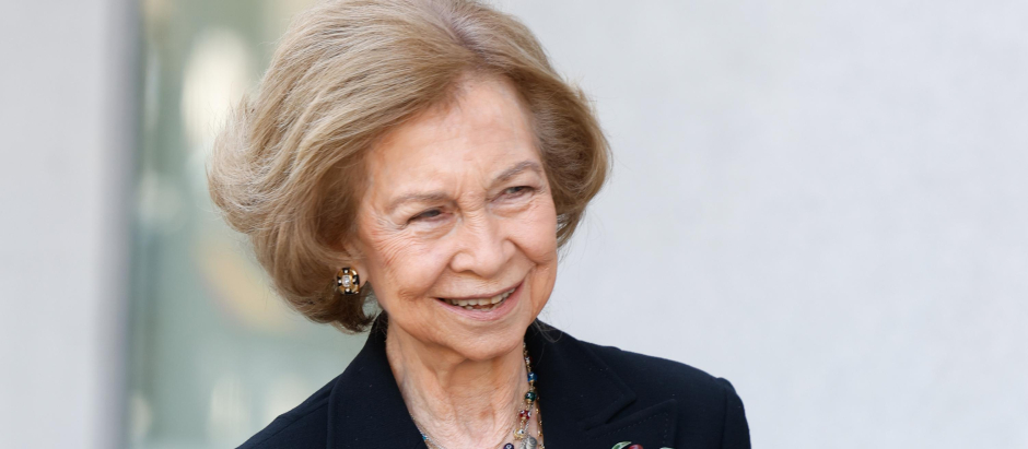 Queen Sofia during the meeting of the Board of Trustees of the "Reina Sofía" Higher School of Music in Madrid on Tuesday, 13 March 2023.