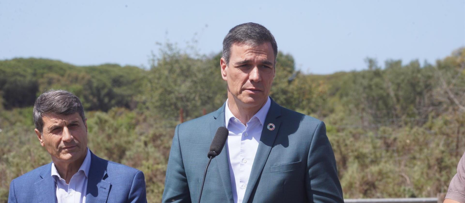 El presidente del Gobierno, Pedro Sánchez, en su visita a la Estación Biológica de Doñana