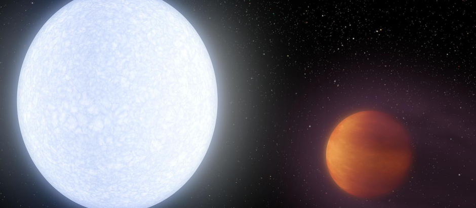 El exoplaneta Kelt-9B orbitando su estrella