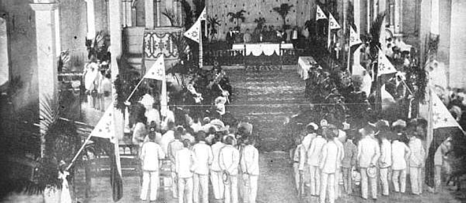Fotografía del congreso revolucionario de Filipinas en el siglo xix en Malolos