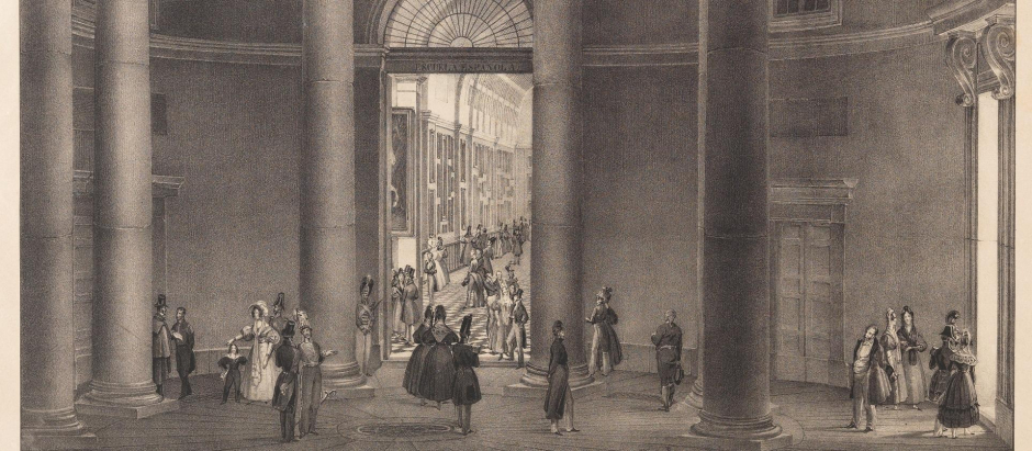 Fernando Brambila, "Vista de la rotonda del Real Museo", 1827-1836