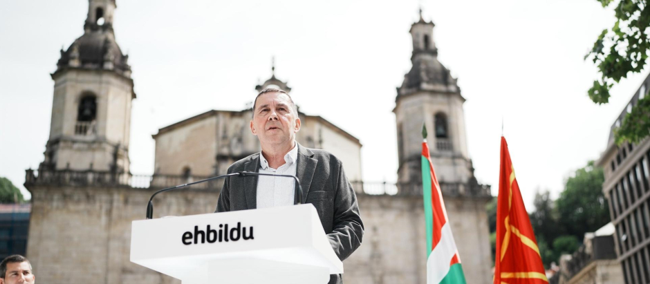 El coordinador de Bildu, Arnaldo Otegi, el pasado sábado durante la celebración del 12 aniversario de la legalización de Bildu