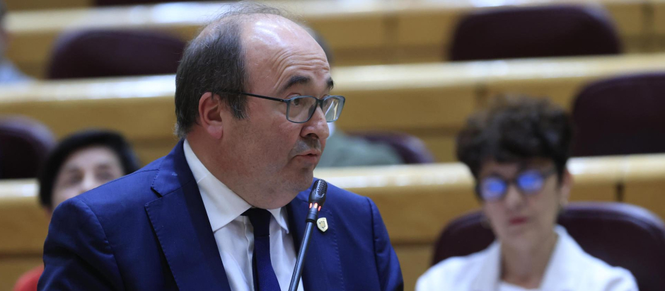 El ministro de Cultura, Miquel Iceta, durante el pleno de control al Gobierno en el Senado el pasado martes