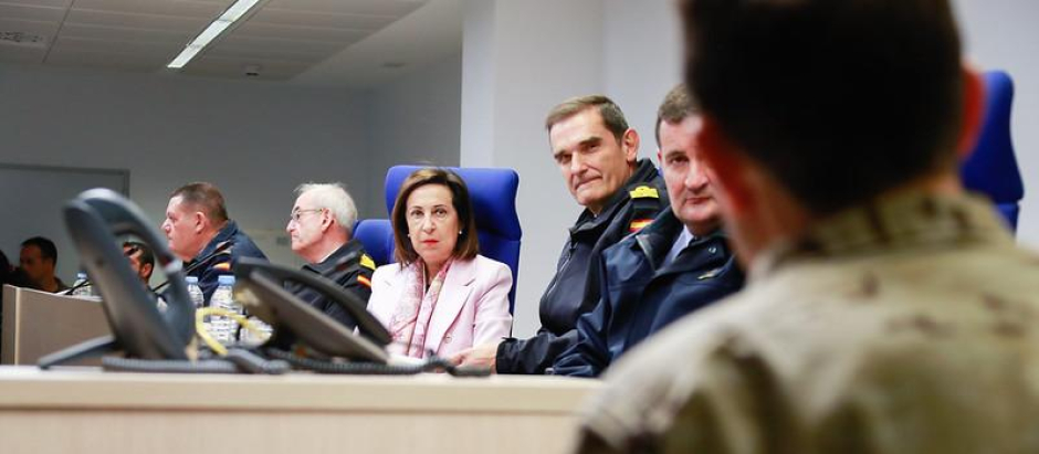 La ministra visita el Mando de Operaciones (MOPS) en la Base de Retamares en Pozuelo de Alarcón, Madrid