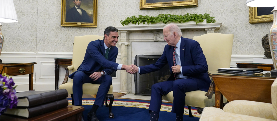 Pedro Sánchez y Joe Biden en la Casa Blanca