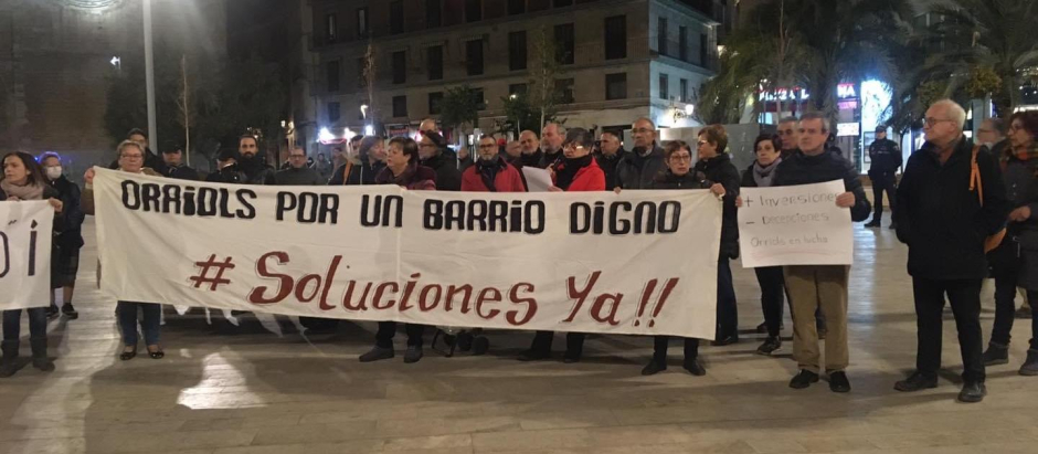 Manifestación de los vecinos de Orriols, en Valencia.