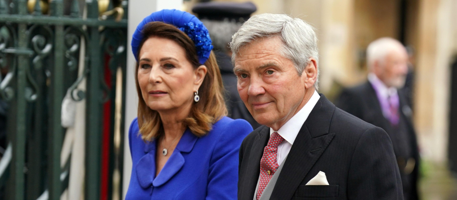 Carole and Michael Middleton  during coronation of King Charles III in London on Saturday on May 6, 2023.
