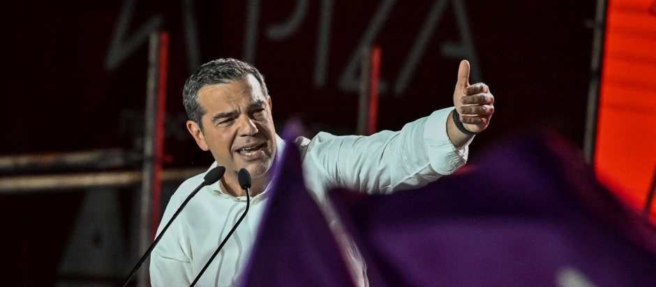 El líder izquierdista griego Alexis Tsipras durante el cierre de campaña en Atenas