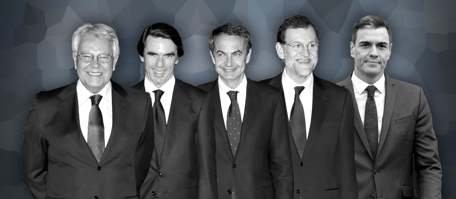 Felipe González, José María Aznar, José Luis Rodríguez Zapatero, Mariano Rajoy y Pedro Sánchez