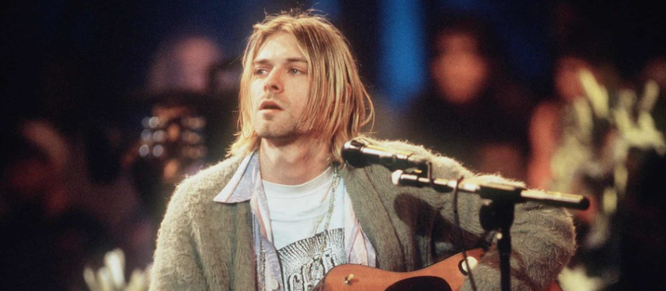Kurt Cobain durante el concierto Unplugged in New York en 1993