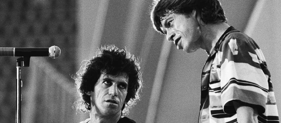 Keith Richards y Mick Jagger, de los Rolling Stones, en 1982
