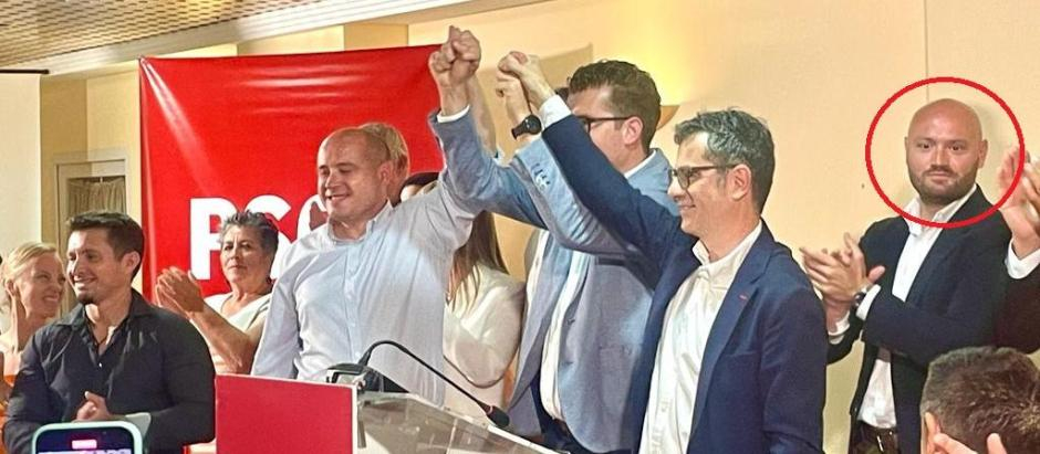 Mitin del PSOE en Mojácar con Bolaños y la participación de uno de los detenidos, Cristóbal Vizcaíno